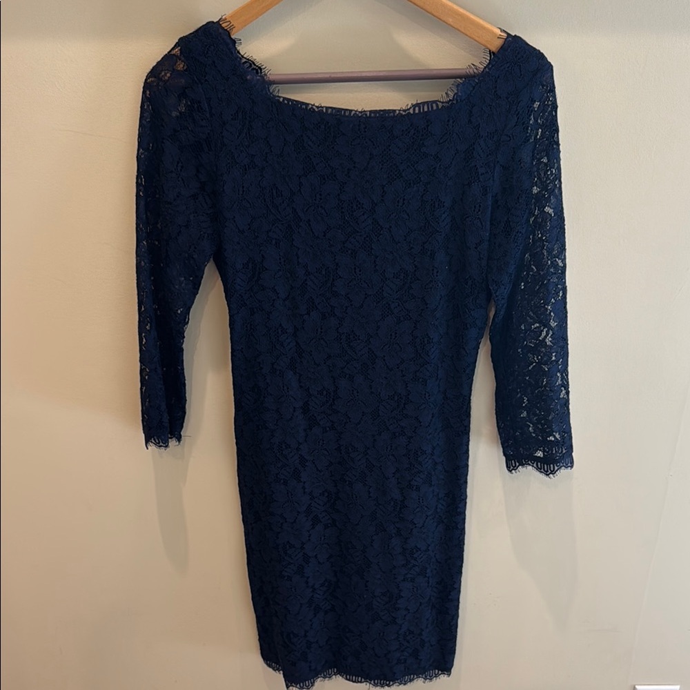 Diane Von Furstenberg Zarita Navy Blue Lace Dress - Picture 5 of 9